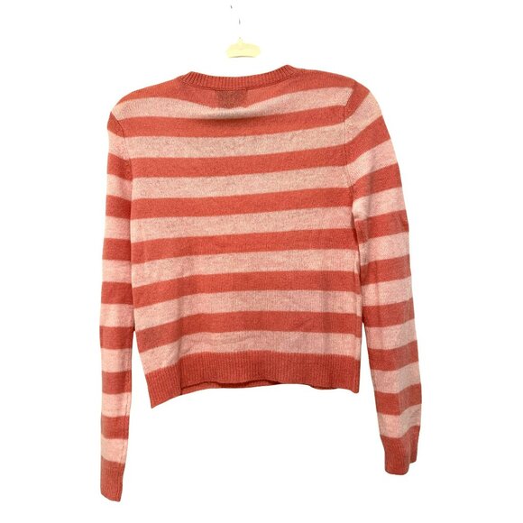 New Jumper 1234 Tea Rose Blossom Stripe Cashmere Sweater Womens XS Soft Crewneck - Picture 2 of 5